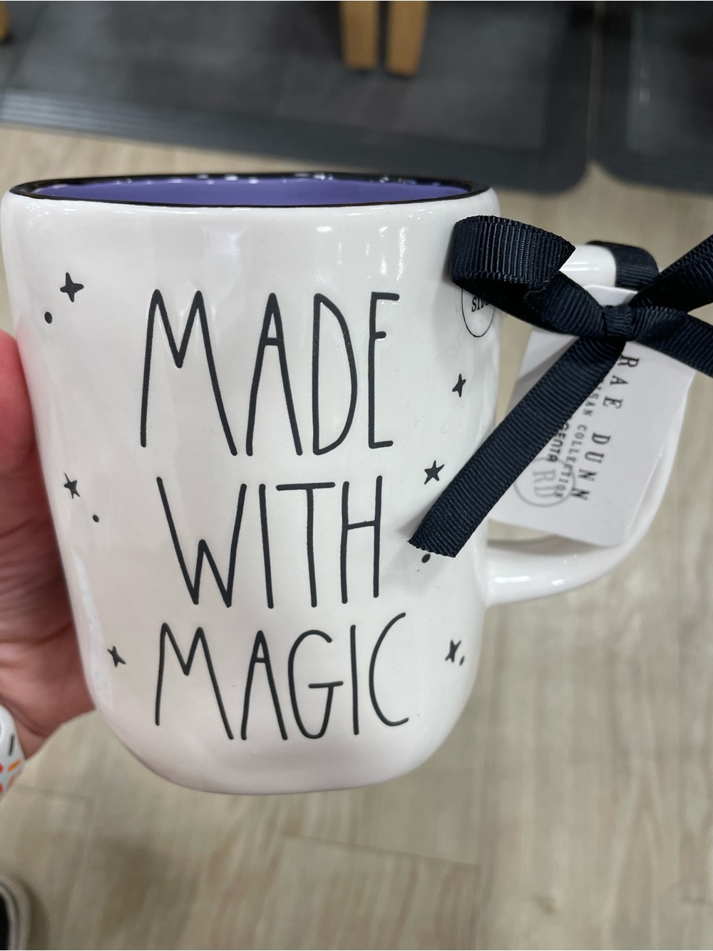 Rae Dunn 'Made With Magic' White Mug with Purple Interior